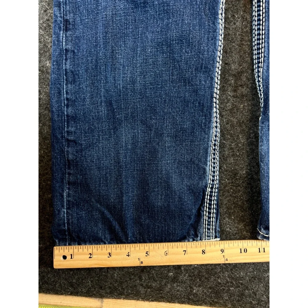 True Religion Jeans Mens 36 Blue Straight Leg Natural Big T Y2K USA Streetwear